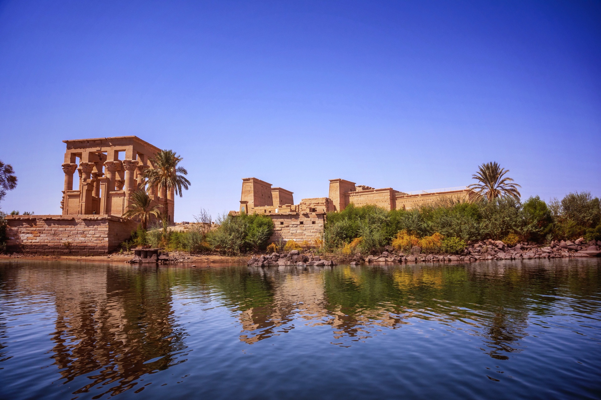 Ancient temple ruins along the Nile river in Egypt